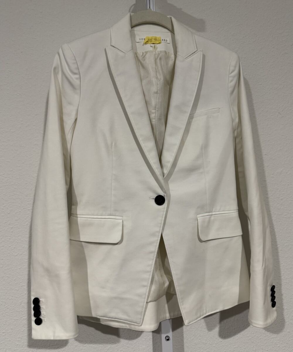 Veronica Beard Ivory Side Zip Jacket w/ Silver Courreges Dickey Jacket Blazer 0